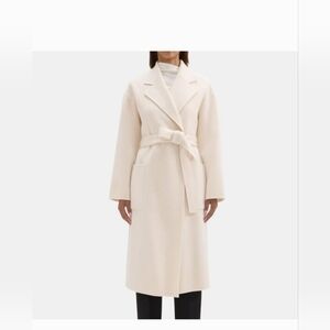 Theory Women's Cream Cashmere Wool Wrap Coat Long *BRAND NEW with Tags* Size XS